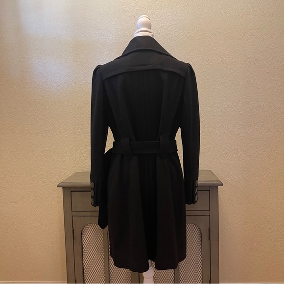 Worthington Petite Black Fitted Double-Breasted Belted Wool Blend Dress Coat PS - Picture 3 of 16